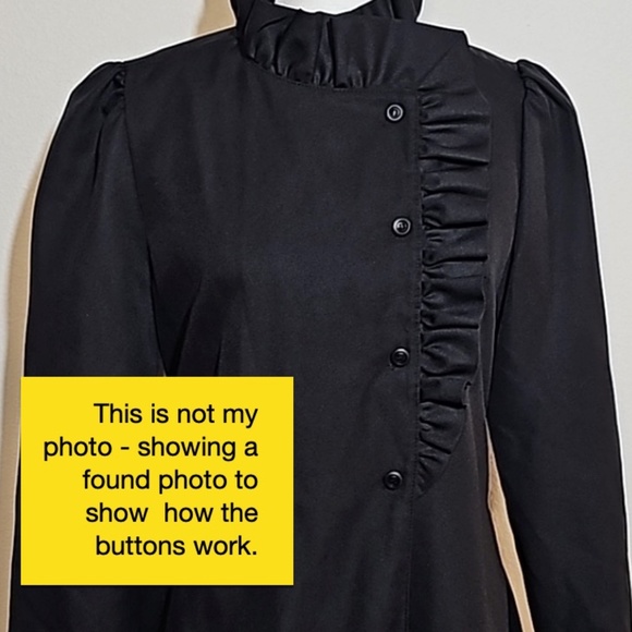 Vintage Bonders Ruffled Black Victorian Style Rain Coat - S (?) - c measurements - Picture 9 of 10